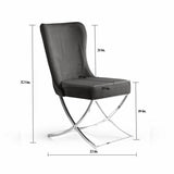 PrimeNest Noblesse Collection Upholstered Silver Legged Dining Chair, Set of 2, Grey B030P286149