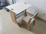 Kids Table Set with One Chair, Multifunctional Wooden Children Study Table-Convertible Tabletop for 58011594