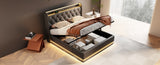 Queen size Upholstered bed, 360 surround LED function, Buttons/Apps/Remote Control, hydraulic N736P188807B