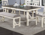 Dining Room Furniture Dining Table White Finish Table w Grey Wooden Top 1pc Rectangular Table with B01163920