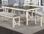 ZUN Dining Room Furniture Dining Table White Finish Table w Grey Wooden Top 1pc Rectangular Table with B01163920