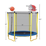 5.5FT Trampoline for Kids - 65" Outdoor & Indoor Mini Toddler Trampoline with Enclosure, Basketball 82509817
