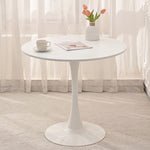 ZUN 31.5" Round Dining Table, Mid-Century White Tulip Table, Metal Base Pedestal Table for 2-4 W2533P170056