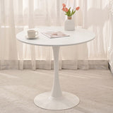 ZUN 31.5" Round Dining Table, Mid-Century White Tulip Table, Metal Base Pedestal Table for 2-4 W2533P170056