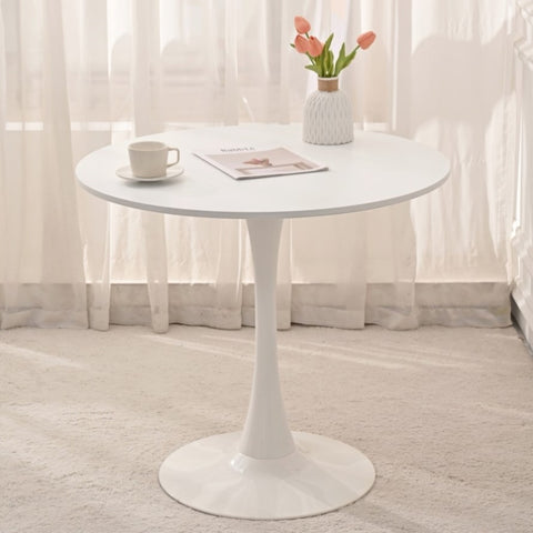 ZUN 31.5" Round Dining Table, Mid-Century White Tulip Table, Metal Base Pedestal Table for 2-4 W2533P170056