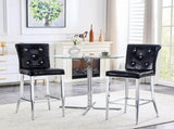 Set of 2 Black Crocodile Faux Leather Bar Chairs with Crystal Accents 81156078