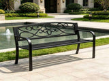 50" Metal Outdoor Bench with Backrest & Armrests, 550 lbs Load Capacity, for Garden, Patio & Front 69618709