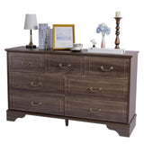 7 Drawer Double Dresser for Bedroom, Wide Storage Cabinet for Living Room Home Entryway,Brown 32734282