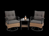Outdoor Swivel Rocker Chairs Set 3 Piece with 1 Table and 2 Rocking & Swivel Chairs Support 350lbs W640P256770