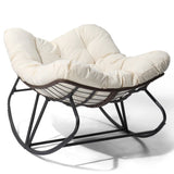 Oversized Rattan Papasan Chair, Outdoor Steel Wicker Rocking Seating with Thick Padded Cushion for 87123961