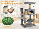 44" Multi-Level Cat Tree with Spacious Top Perch, 2-Door Condo & Hammock for Indoor Cats -Light Gray 72256663