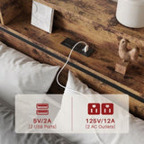 Queen Size Bed Frame with 4 Storage Drawers, Metal Platform Bed with Wooden Headboard and Charging W840134067