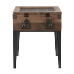 ZUN Rustic Oak and Matte Grey Accent Table with Tapered Leg B062P189236