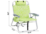 1 PCS Aluminum Beach Chair, 15 Inch Seat Height Yellow Tribal Pattern, 5-Position Adjustable 13954570