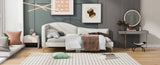 Twin Size Upholstered Daybed with Headboard and Armrest, Support Legs, Beige WF318293AAM