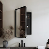 20x30 Inch Recessed Black Metal Framed Medicine Cabinet with Mirror and Adjustable Shelves Black W1435P241582
