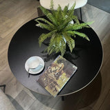 Round Coffee Table Wood Grain and Black Metal W2221P190907