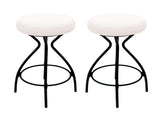 Modern Backless Bar Stools Set of 2 Round Upholstered Counter Stools for Kitchen Island Velvet W1757P294424
