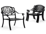 Patio Chairs Set of 2 - Stackable Outdoor Cast Aluminum Dining Chairs with Vintage Black Finish and 95547480