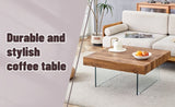 Natural Style Square MDF Coffee Table - 31.5"x31.5" with Tempered Glass Legs.Density Board GL-W1151P232702