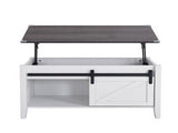 Lift Top Coffee Table with Sliding Barn Door, Farmhouse X Side Design, Hidden 57205661