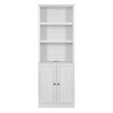 ZUN 1 Doors Bookshelf with USB Port and 3 Open Shelves Bookcase Side Cabinet Storage Shelves, Rustic WF531476AAK