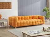 80-Inch Orange Teddy Fleece Sofa for Living Room or Bedroom, Including Two Throw Pillows & Sturdy W1278P173376