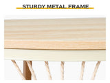 2-Tier Oval Coffee Table, 37.8" x 19.7" x 18.1", Melamine MDF & Iron Frame, Rattan Shelf, Wood Grain 74303718