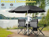 Portable Outdoor 2-Seat Folding Chair with Removable Sun Umbrella Black 57458005