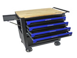4 DRAWERS MULTIFUNCTIONAL TOOL CART WITH WHEELS AND WOODEN TOP-BLUE W1102111182
