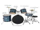 Full Size Adult Drum Set 5-Piece Black with Bass Drum, two Tom Drum, Snare Drum, Floor Tom, 16" Ride 13631659
