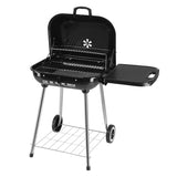 ZUN 28" Portable Charcoal Grill with Wheels and Foldable Side Shelf, Large BBQ Smoker with Adjustable 33449363