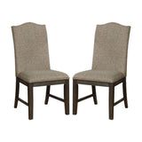 Transitional Set of 2 Side Chairs Espresso Warm Gray Nail heads Solid wood Chair Fabric Upholstered B011104798