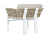 Outdoor Dining Chair Set of 2 ,White Aluminum Frame with Beige Cushion, 300lbs Capacity, All-Weather N779P368549W