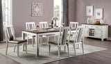 Classic Weathered White / Warm Gray Set of 2 Side Chairs Fabric Unique Back Solid wood Chair B011104806