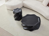 35" Fully Assembled Petal Coffee Table Sculptural Matte Black Fiberglass, Modern Organic Design, W2664P462014