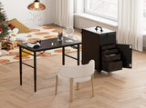 Rolling Manicure Table on Wheels, Portable Nail Desk, Foldable Nail Table w/Polish Tray and Storage, 26560584