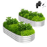 2 Pcs 631ft Raised Garden Bed, Oval Galvanized Outdoor Planter Box, Metal Garden Bed for Planting 93554205