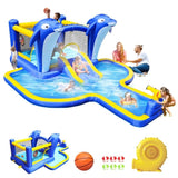 8 in1 Inflatable slide water park trampoline bouncing house outdoor garden with Dolphin sprinkler & 05034806