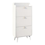 ZUN Modern Arc Design Shoe Cabinet With 3 Drawers,Shoe Storage Cabinet for Entryway,Outdoor,White Finish W760P144072