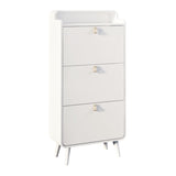 ZUN Modern Arc Design Shoe Cabinet With 3 Drawers,Shoe Storage Cabinet for Entryway,Outdoor,White Finish W760P144072