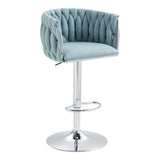 ZUN 360&deg; Fabric cover Swivel Bar Stools Set of 2, Adjustable Counter Height Bar Chairs with Woven Back & W2215P252782