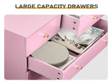 25.98"*15.75"*35.83" 4-Tier 5-Drawer Cabinet Drawer Dresser with Gold Handles Macaron Pink 63674916