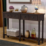 Console Table Sofa Table Easy Assembly with Two Storage Drawers and Bottom Shelf for Living Room, 63358665