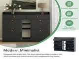 ON-TREND Modern Tipping Bucket Shoe Cabinet with 4 Flip Drawers, Multifunctional 2-Tier Shoe Storage WF300851AAB