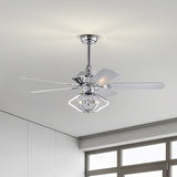 ZUN 52" Dual Wood 5-Blade Crystal Ceiling Fan with Remote W1592P154303