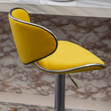 Masaccio Velvet Upholstered Adjustable Swivel Barstool, Set of 2, Yellow T2574P164847