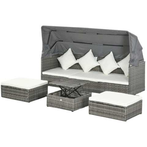 ZUN 4 Piece Outdoor Rattan Sofa Set-Cream White 37832814