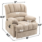 ZUN 23" Seat Width and High Back Large Size Beige Chenille Power Lift Recliner Chair with 8-Point 22233917