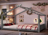 Full House Floor Bed with Support Slats, Solid Wood House Bed Frame for Kids, No Box Spring Needed W1580P387843